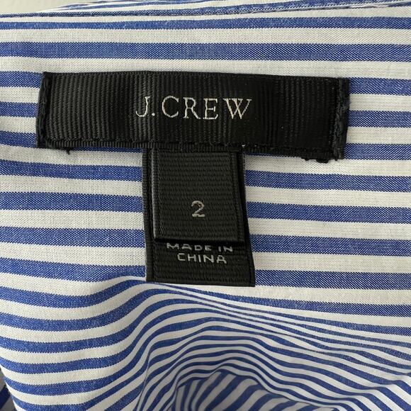 J.Crew Perfect Eyelet Trim Stripe Shirt Blue White Embroidered Button Down Sz 2 - Picture 8 of 10